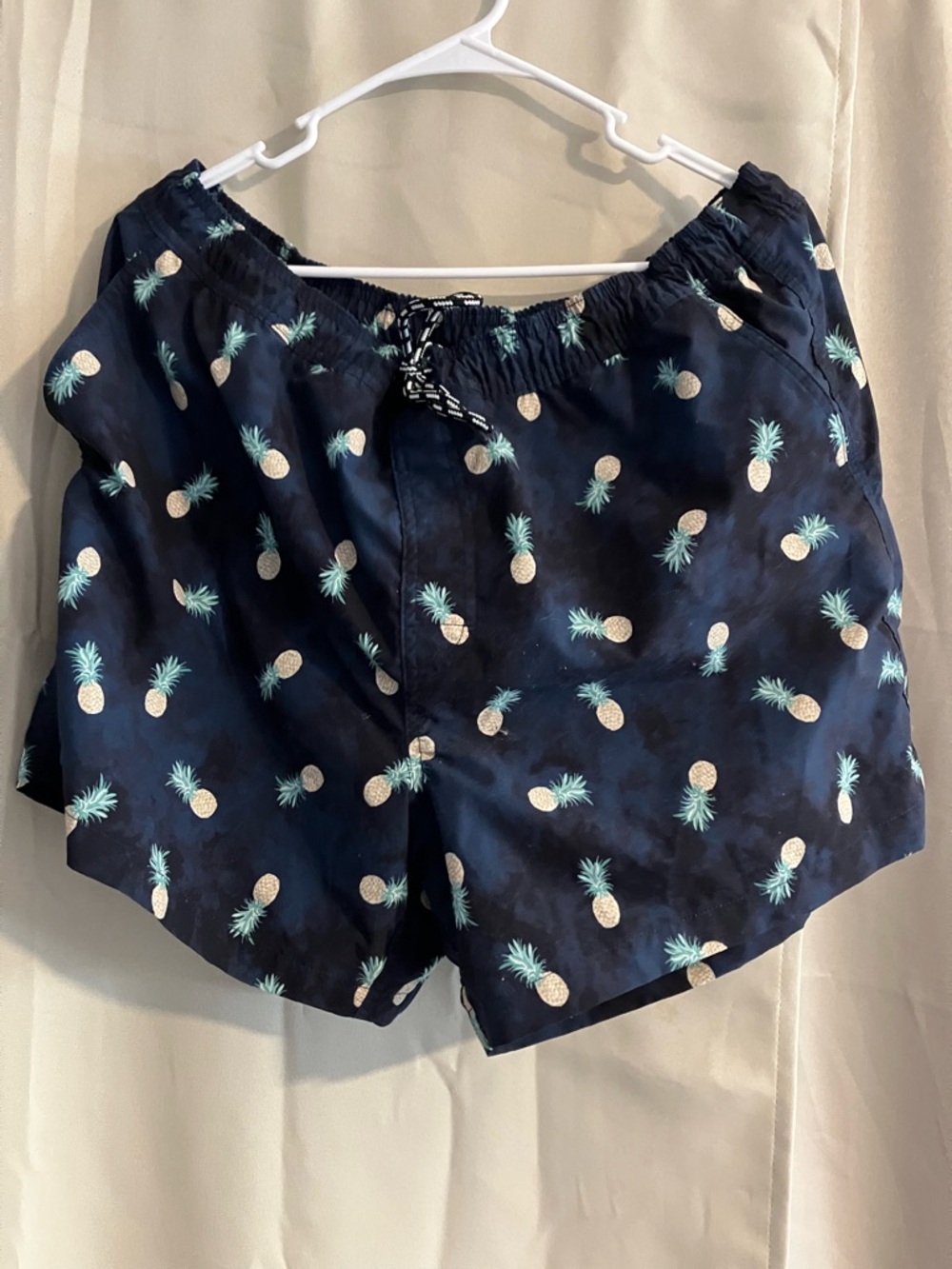 American Eagle Outfitters Navy Pineapple-Print Swim Trunks